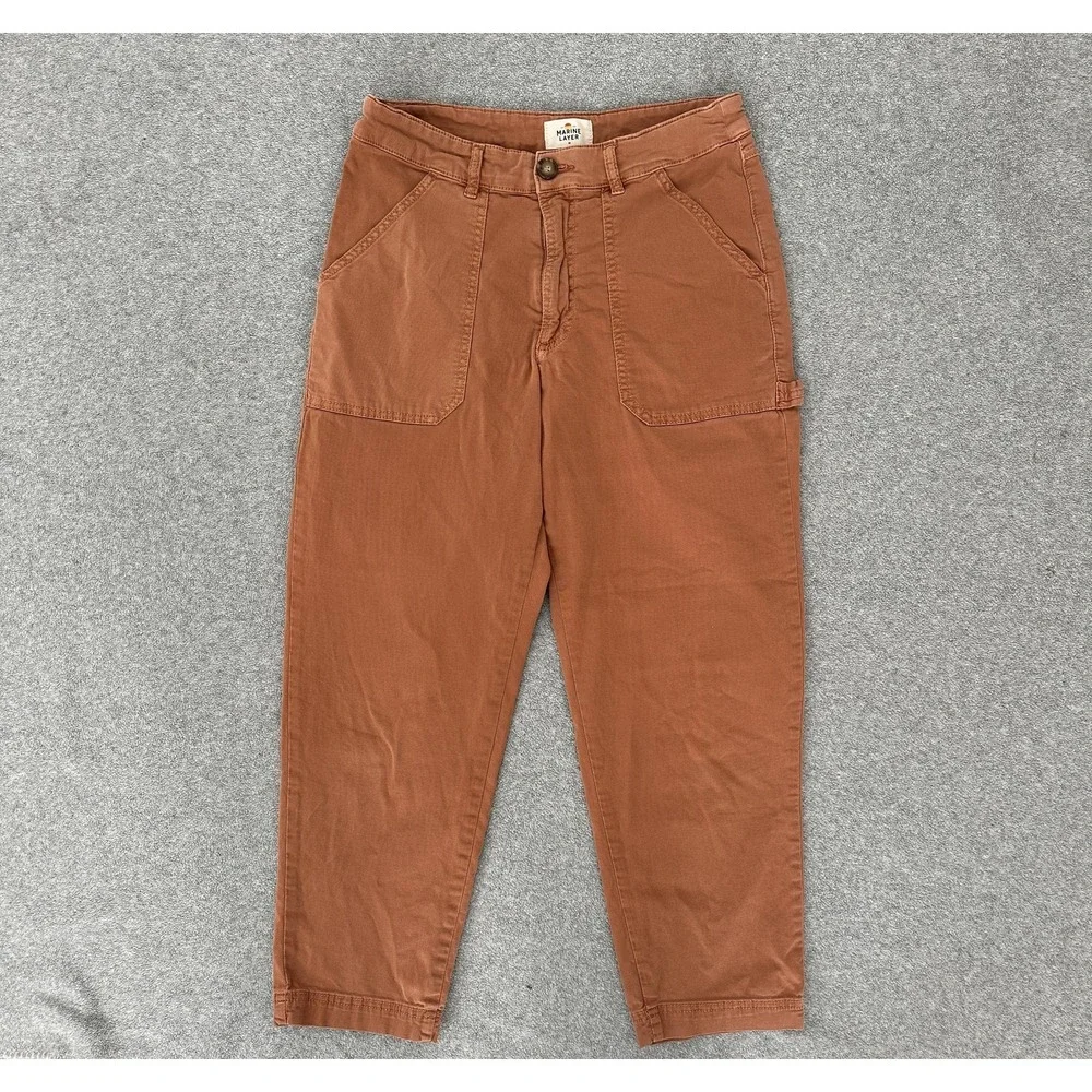 Marine Layer Pants Womens 10 Rust Carpenter Tapered Cropped Utility Twill - Picture 1 of 9